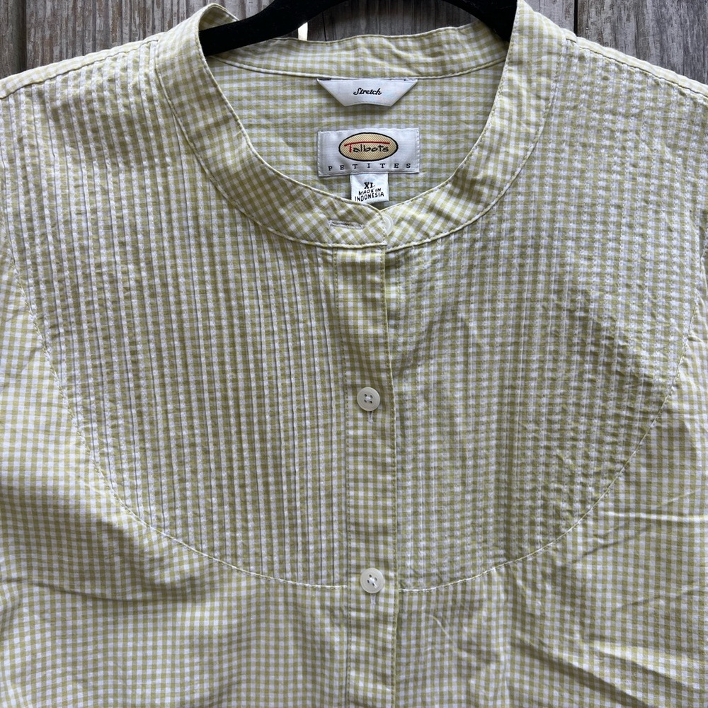 TALBOTS Tan Gingham Popover Top Shirt Women’s XL NWT NEW - Picture 4 of 10